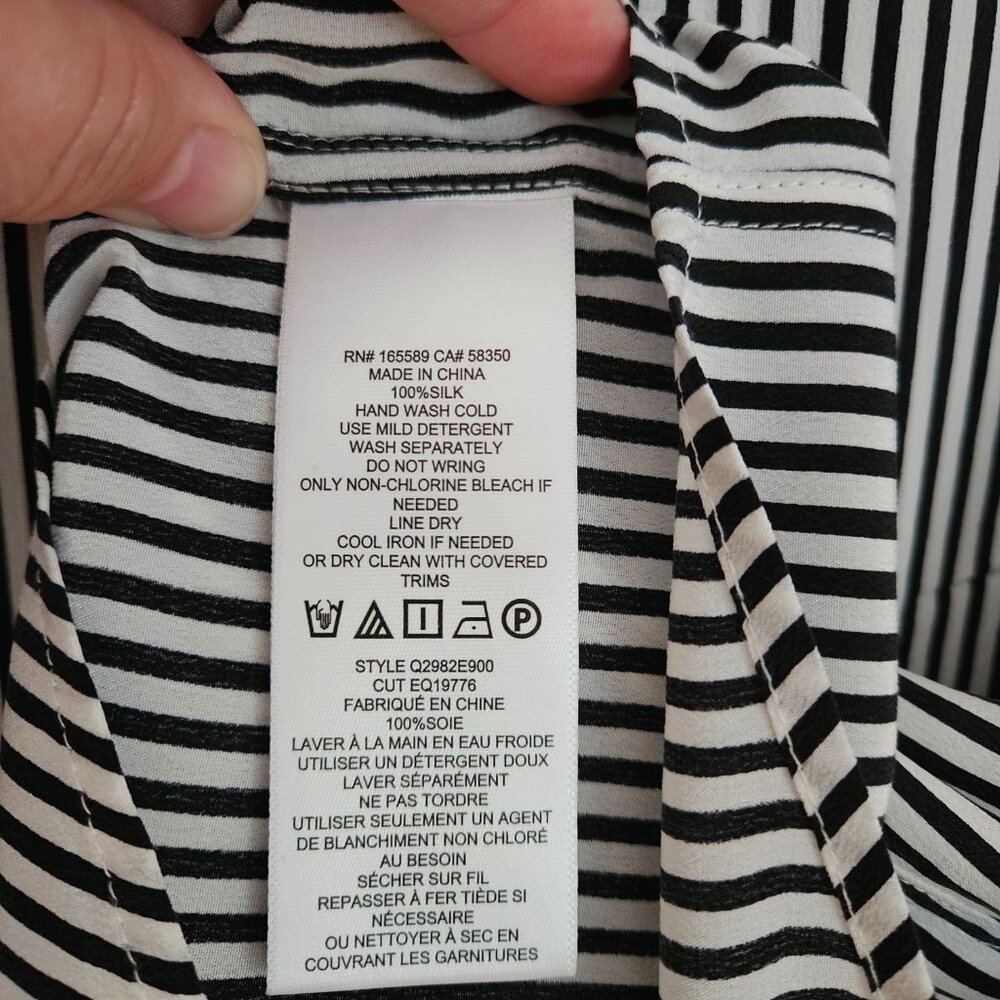 Eqipment Essential Silk Striped Long Sleeved Shirt sz L - Picture 7 of 7
